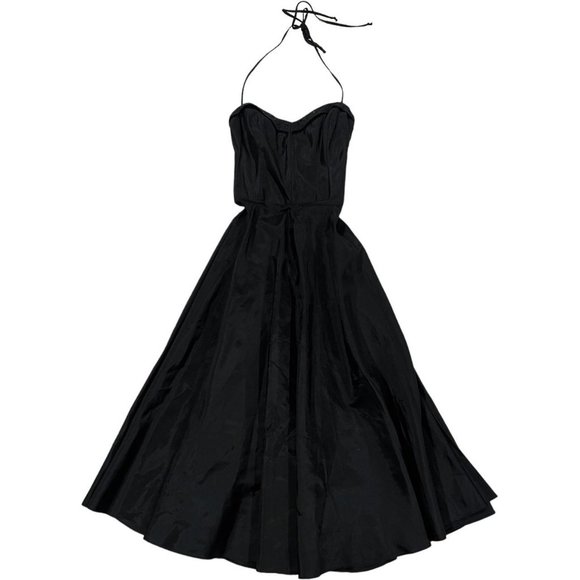 Betsey Johnson Dresses & Skirts - Vintage Betsey Johnson Black Midi Halter Apron Dress NWT